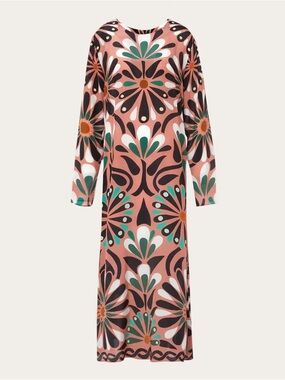 Farm Rio pink Anika flowers long sleeve maxi dress